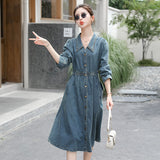 Woloong Vintage High-Waisted Slimming Denim Dress