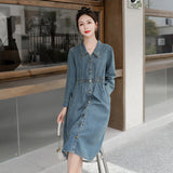 Woloong Vintage High-Waisted Slimming Denim Dress