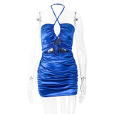 Woloong Summer Hollow-Out Cross Strap Bodycon Dress