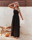 Woloong Spaghetti Strap Chiffon Maxi Vacation Dress