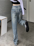 Woloong Y2k Star Patchwork Jeans Women Streetwear Low Rise Straight Leg Denim Cargo Pants Baggy Harajuku Vintage Casual Jean 90s