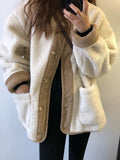 Parkas Women Winter Retro Patchwork Korean Style O-neck Long Sleeve Outwear Fashion Tender Warm Streetwear Vintage BF Casual Ins