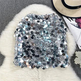 Women Glitter Sequins High Waist Sexy Short Skirt Party Fashion Vintage Luxury Skirts Goth Spring Summer Clothing