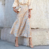 Elegant Polka Dot Casual Women Autumn Winter High Waist Maxi Skirt Falda Female A-line Khaki Women Skirt