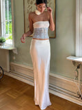 Elegant Solid Satin Women'S Skirt Fashion Slim High Waist Maxi Skirts Elegant Simple Slik Casual Female Clothing