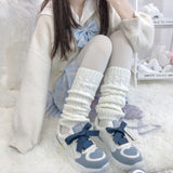 Y2k Goth Lolita Leg Striped Warmers Japanese Women Gothic Long Socks  Gaiters Knee Winter Knitted Cuffs Ankle Warmer