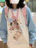 Japanese Preppy Style Student Women Casual Sweatshirt Kawaii Animal Print Hoodies Harajuku Curte Pullover Moletom