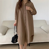 S-2XL Summer Shirt Dress Pink Evening Vintage Dress Party Oversize Long Cotton Beach Women Dresses Loose Robe Vestido Pure