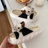 Women Cow Slippers Cute Cartoon Soft Cloud Platform Indoor Shoes Summer Female Home Slides Thick Sole Sandals Male House Slipper