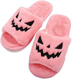 Halloween Pumpkin Lantern Slippers Autumn Soft Furry Comfort Closed Toe Slides Women Size 43 Outdoor Slippers Zapatos Mujer