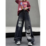 Woloong Ripped Baggy Jeans For Women Summer streetwear Fashion High Waist Boyfriend Jeans For Women Gothic Denim Pants Woman