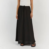 High Waist Loose Female Long Skirt Solid Casual Elegant Streetwear Fashion Lace-Up Slim Y2k Outfits For Women Maxi Skirt