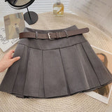 A-line Skirts with Belt Women y2k High Waist Short Skirt Buttons Skirt Female Clothing Female All-match