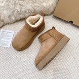 Women Australia Boots Designer Ultra Mini Platform Boot Chestnut Slippers Winter Warm Fur Cow Leather Wool Suede Snow Boots