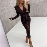 Sexy Deep V Strap Bandage Slim Long Dress Autumn Elegant Temperament Evening Party Dresses Velvet Drape Solid Sheath Women Dress