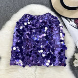 Women Glitter Sequins High Waist Sexy Short Skirt Party Fashion Vintage Luxury Skirts Goth Spring Summer Clothing