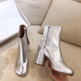 woloong Luxury Brand Designer Split Toe Ankle Boots New Fashion Chunky Round High Heels Women Boots Winter Tabi Shoes Short Boots