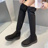 woloong Brand Design Skidproof Sole Cosy Chunky Heels Fashion Stylish Leisure Cool Add Fur Winter Over The Knee High Boots Shoes Women