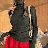 Simple Turtleneck Sweater Women Autumn Winter Casual Solid Color Slim Elastic Knit Pullover Female Soft Warm Jumper Basic Tops