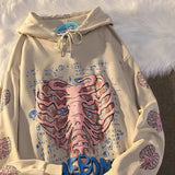 Black Friday Y2K Pink Skeleton Hoodies Women Autumn Streetwear pullover Goth  Sweatshirts Harajuku Grunge Oversized Winter Hoodies Female