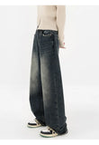 Woloong Harajuku Streetwear Retro Fashion Autumn Women High Waist Jeans Loose Wide Leg Straight Loose Denim Trousers Y2K Baggy Pants