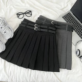 A-line Skirts with Belt Women y2k High Waist Short Skirt Buttons Skirt Female Clothing Female All-match