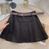 A-line Skirts with Belt Women y2k High Waist Short Skirt Buttons Skirt Female Clothing Female All-match