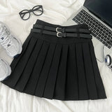 A-line Skirts with Belt Women y2k High Waist Short Skirt Buttons Skirt Female Clothing Female All-match