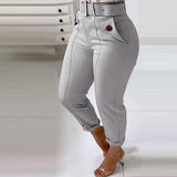 Solid High Waist Pencil Women's Pants Spring New Harajuku Pant For Women Fashion Feamle Trousers With Belt Pocket Design