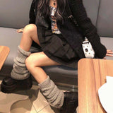 Y2k Goth Lolita Leg Striped Warmers Japanese Women Gothic Long Socks  Gaiters Knee Winter Knitted Cuffs Ankle Warmer