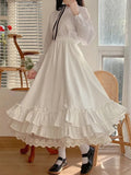 White Long Skirts Women Japanese Style Lace Double Layer Skirt Female Fashion Sweet Loose Half Skirt Preppy Ruffled A-line Skirt