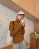 Simple Turtleneck Sweater Women Autumn Winter Casual Solid Color Slim Elastic Knit Pullover Female Soft Warm Jumper Basic Tops