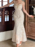 Woloong  Runway Woman Dress Backless Embroidery Vintage Sleeveless Sexy Beach Boho Lace Party Sundress Women Summer Maxi Vestido