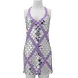 Sexy Dress Fashion Elegant Dresses Performance Creative Patchwork Colorful Slit Bead Sequins Body Chain Female Outfit Y2k