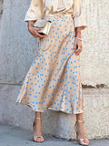 Elegant Polka Dot Casual Women Autumn Winter High Waist Maxi Skirt Falda Female A-line Khaki Women Skirt