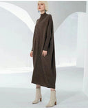 Women Autumn Fall Winter Large Size Loose Knitted Warm Maxi Wool Swater Dress.