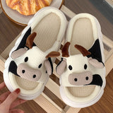 Women Cow Slippers Cute Cartoon Soft Cloud Platform Indoor Shoes Summer Female Home Slides Thick Sole Sandals Male House Slipper