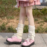 Y2k Goth Lolita Leg Striped Warmers Japanese Women Gothic Long Socks  Gaiters Knee Winter Knitted Cuffs Ankle Warmer