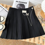 A-line Skirts with Belt Women y2k High Waist Short Skirt Buttons Skirt Female Clothing Female All-match