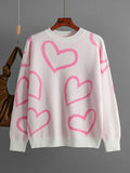 Loose Heart Contrast Color Sweater Oversize Women Autumn Winter Knitted Pullovers Oversized Sweaters For Women