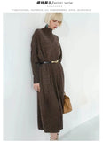 Women Autumn Fall Winter Large Size Loose Knitted Warm Maxi Wool Swater Dress.