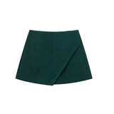 Women Fashion Casual Mini Asymmetrical Skirts Shorts High Waist Back Pockets Wide Leg Skirts Zipper Female Shorts