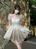 Pure Desire Mesh Dress Female First Love French Sweet Waist Temperament Tie Design Small Small Short Skirt