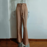 Woloong High Waisted Casual White Trousers Women Brown Stright Pants Office Lady Korean Style Women Pantalones De Mujer