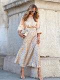 Elegant Polka Dot Casual Women Autumn Winter High Waist Maxi Skirt Falda Female A-line Khaki Women Skirt