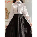 White Long Skirts Women Japanese Style Lace Double Layer Skirt Female Fashion Sweet Loose Half Skirt Preppy Ruffled A-line Skirt