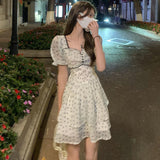 Dresses Women Back-bow Design Summer Vintage Romantic Casual Slim All-match Birthday Party Feminine Tunic Streetwear