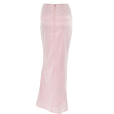 Elegant Solid Satin Women'S Skirt Fashion Slim High Waist Maxi Skirts Elegant Simple Slik Casual Female Clothing