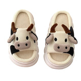 Women Cow Slippers Cute Cartoon Soft Cloud Platform Indoor Shoes Summer Female Home Slides Thick Sole Sandals Male House Slipper