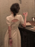 Formal Dress Women Elegant Chinese Summer Puff Sleeve Evening Party Vestido Vintage Female Clothes Sexy Backless Dresses